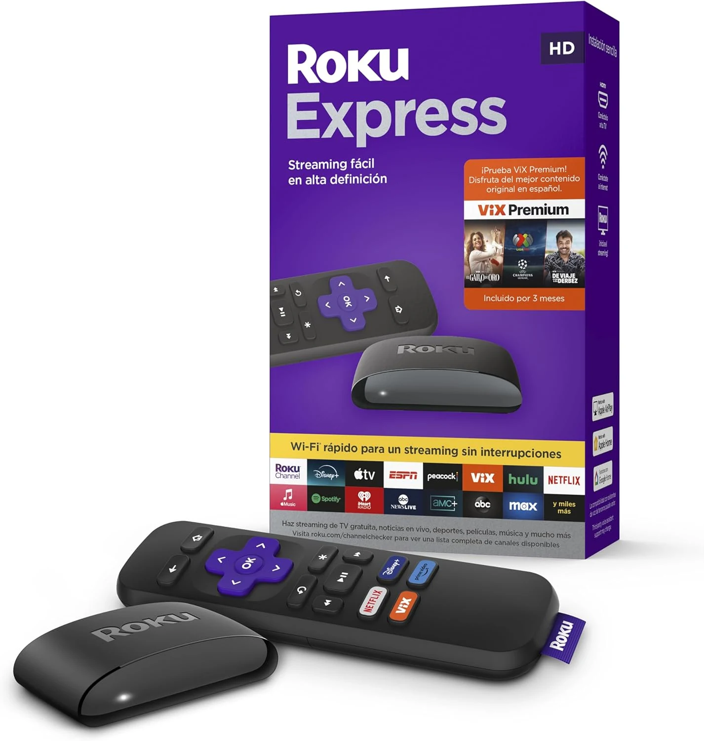 Roku Express Dispositivo de Streaming HD para TV (Spanish Edition) con VIX Premium
