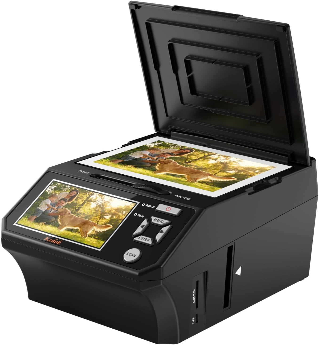 DigitPro Photo Scanner and Film Digitizer with 5” Large Screen, Convert 35mm/110 Negatives, Slides & Physical Photos to 22MP Digital Image, Includes 8GB SD Card, No Computer Required