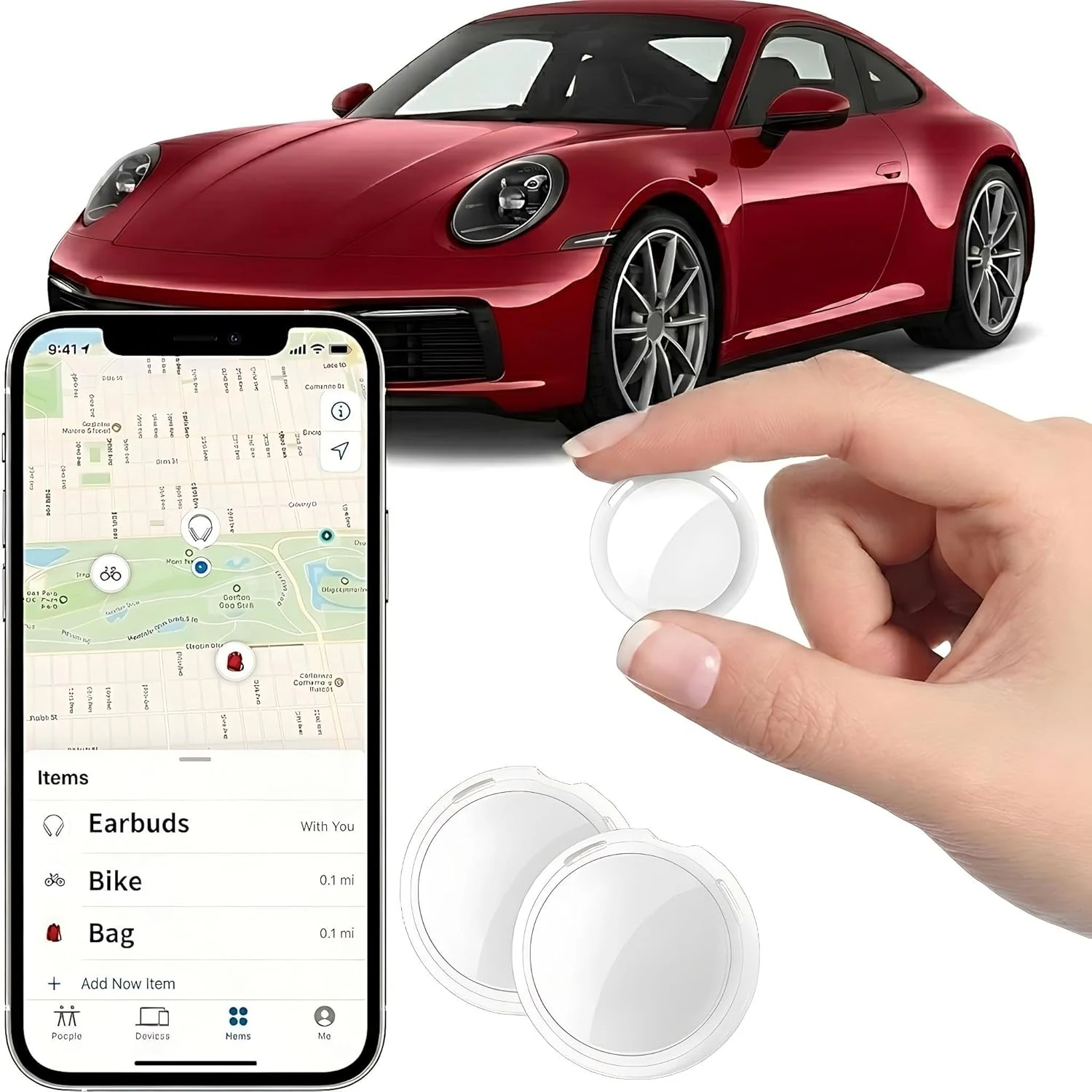 CYBUDS 2 Pack GPS Tracker for Vehicles Works with Apple Find