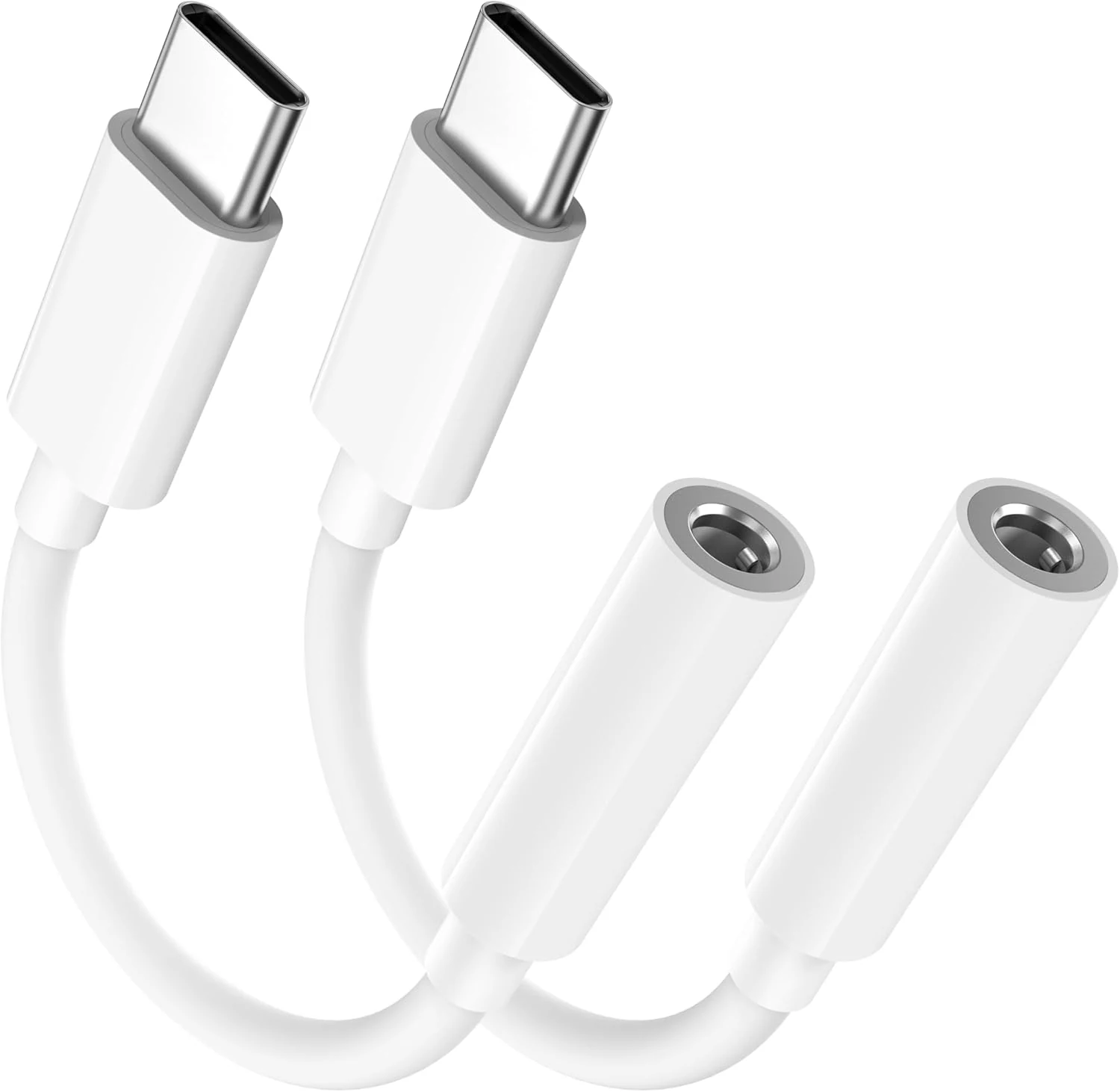2 Pack USB C to 3.5mm Headphone Jack Adapter, Aux to USB C HiFi Compatible for Apple iPhone 17/16/15/Pro Max/Plus, Type C Aux Audio Dongle Cable Cord for iPad, Samsung Galaxy S26/S25/24/S23, Pixel - White