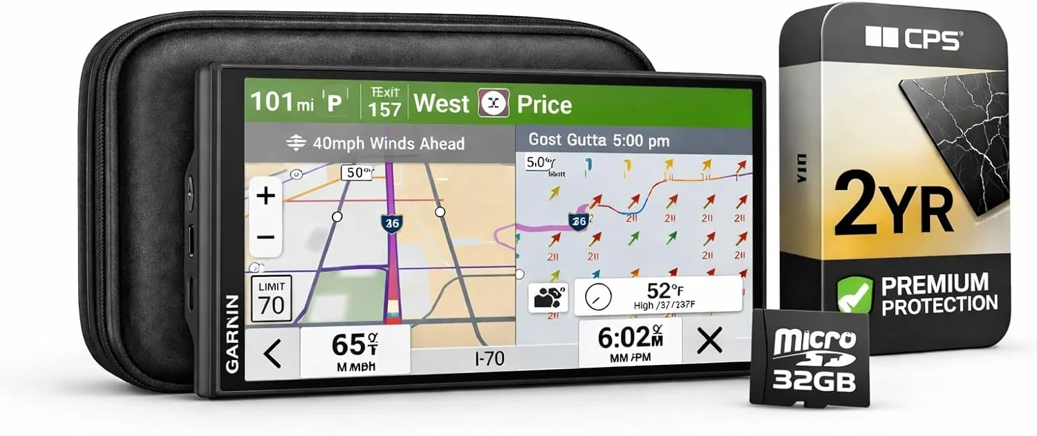 Garmin dēzl OTR620 Trucking XP Bundle with Carrying Case, 32GB MicroSD Memory Card & 2-Year Extended Warranty