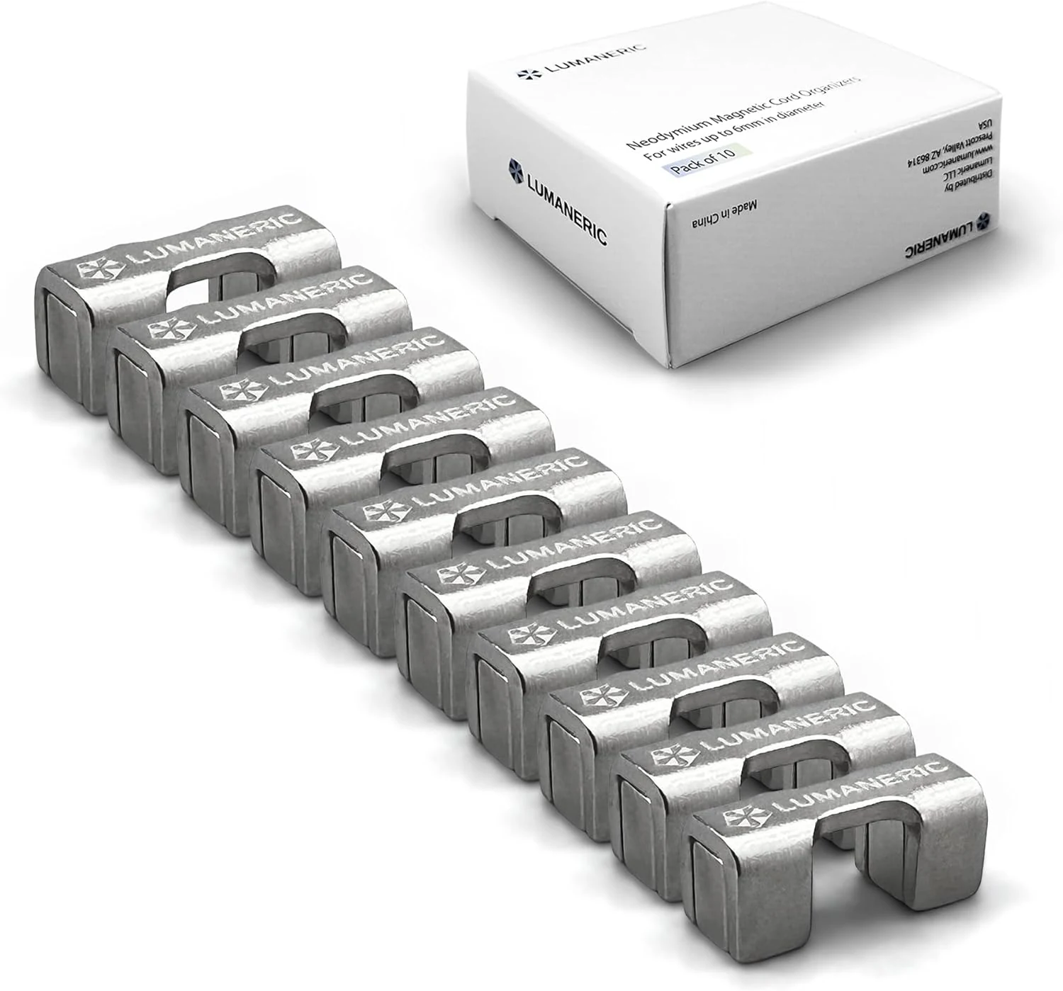 Magnetic Cord Holder, Heavy Duty Neodymium Magnets for Cord Management (10-Pack, Silver)