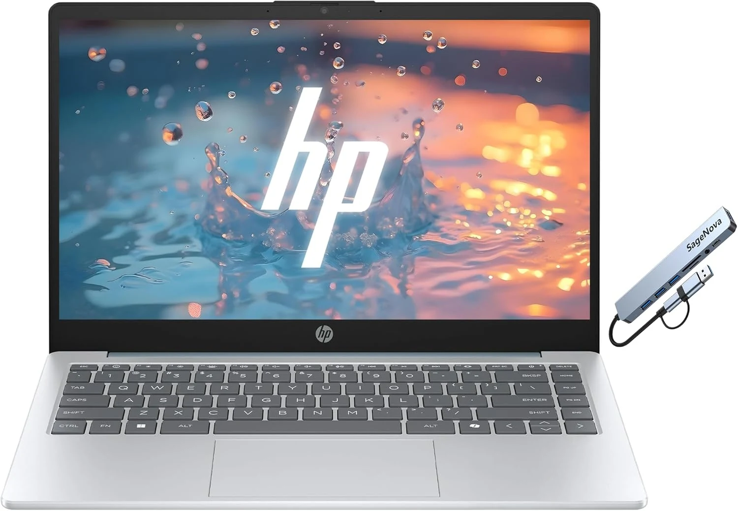 HP 14" Laptop for Business & Students, 256GB SSD, Microsoft Office 365 Included, Windows 11 with Copilot, AMD Athlon 7120U, SageNova Docking Station, Moonlight Blue