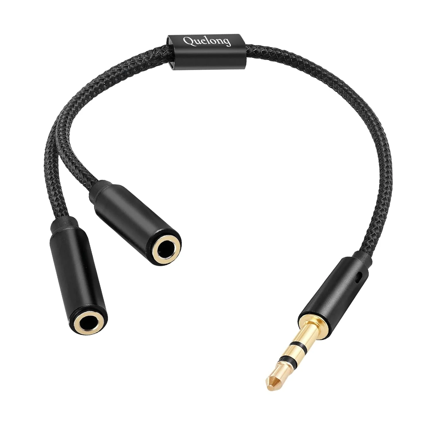 1Pcs Headphone Splitter, Dual Headphone Nylon Braided Extension Cable, Hi-Fi Audios Stereo Y Splitter 3.5mm 2 Female 1 Male