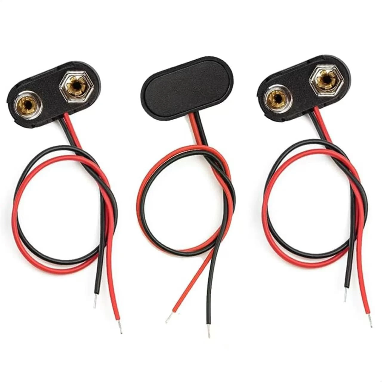 California JOS 3 PCS 9V Battery Connector, 9 Volt Buckle Connector Hard Plastic Shell (T-Type)