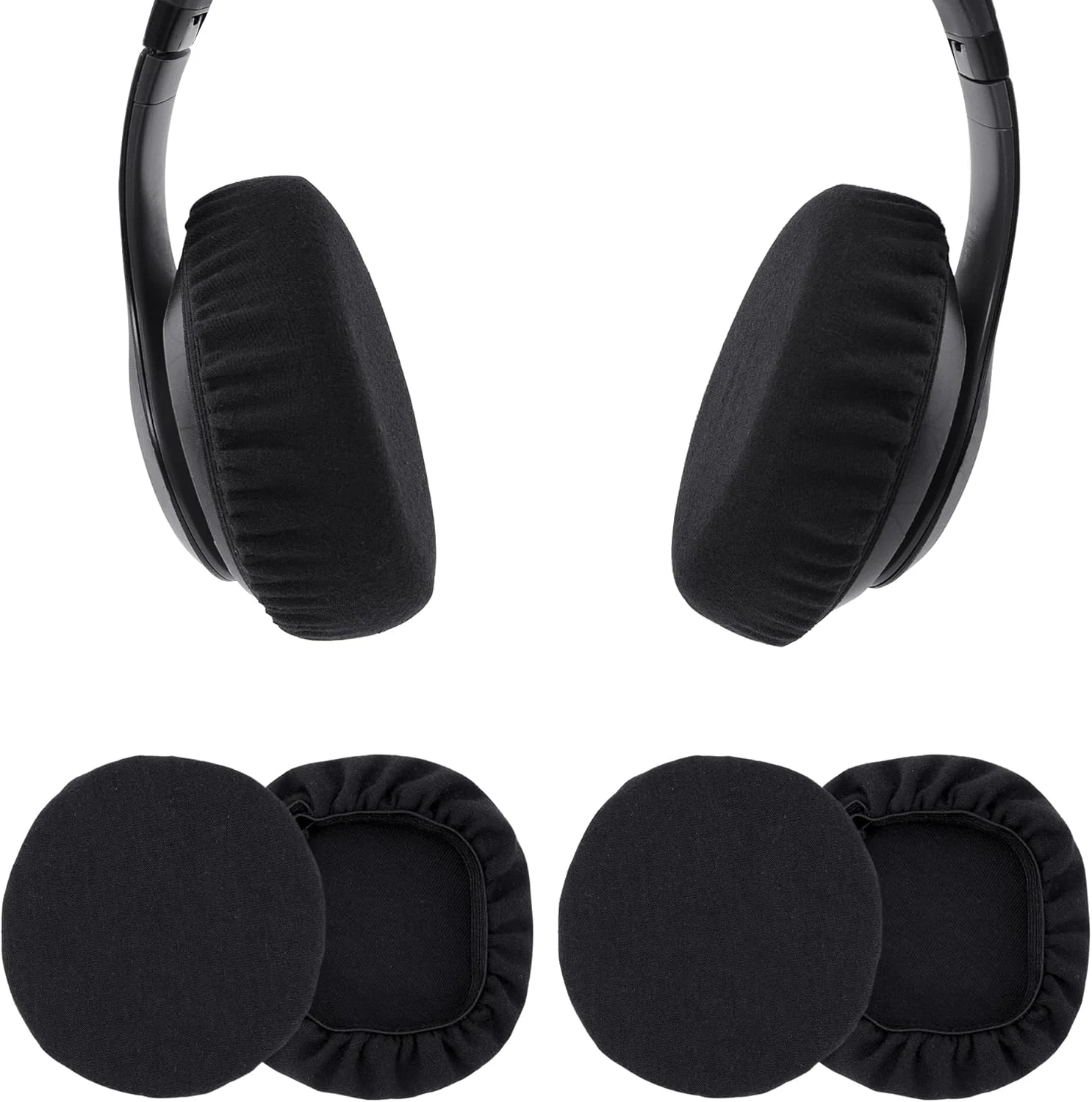 BlingKingdom 2 Pairs Headphone Earpad Covers Headphone Sweat Covers Washable and Stretchable Ear Pads Protectors for Gym Libraries, Studying Gaming (9-11 cm)