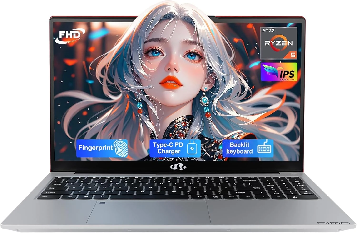 NIMO 15.6'' IPS FHD Laptop, 16GB RAM 512GB SSD AMD Ryzen 5