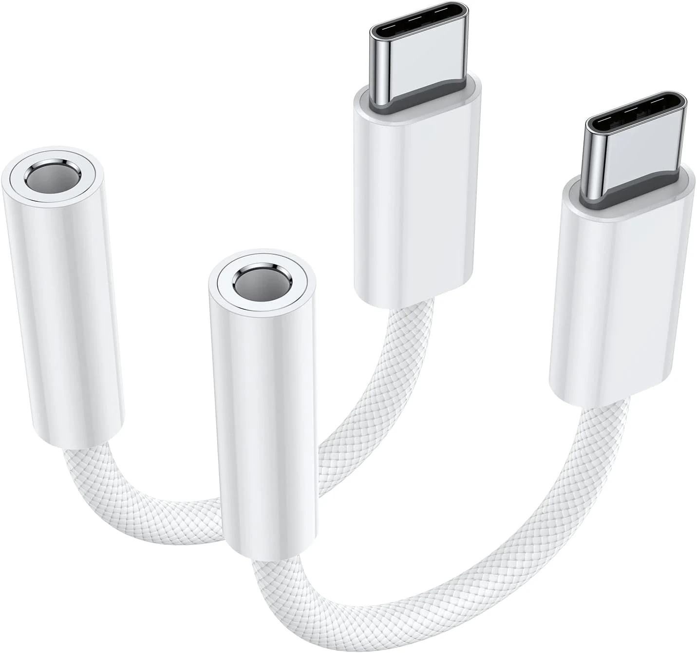 JXMOX USB Type C to 3.5mm Female Headphone Jack Adapter (2-Pack)