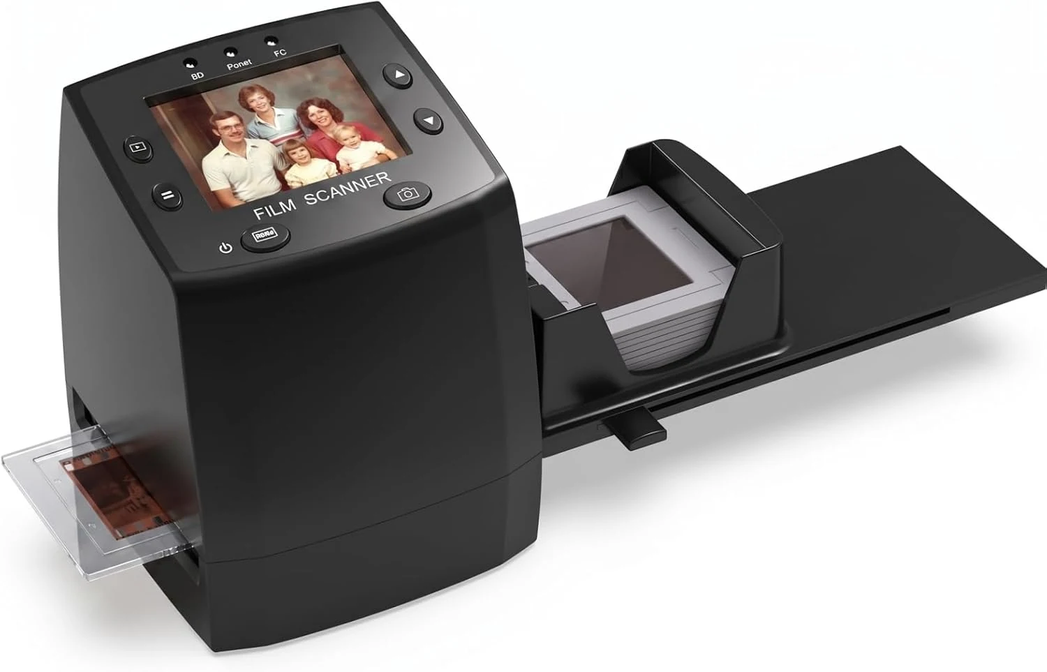 35mm Film & Slide Scanner with 2.4" LCD Screen, Converts 135 Negatives & Slides to Digital JPEG, Quick Slide Mount Feeder & USB Transfer