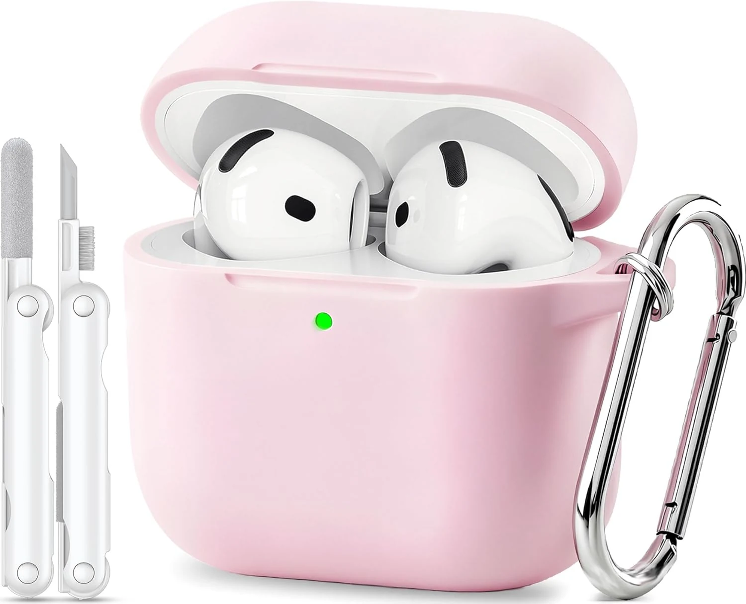 for AirPods 4 Case Pink with 3-in-1 Cleaner Kit & Keychain