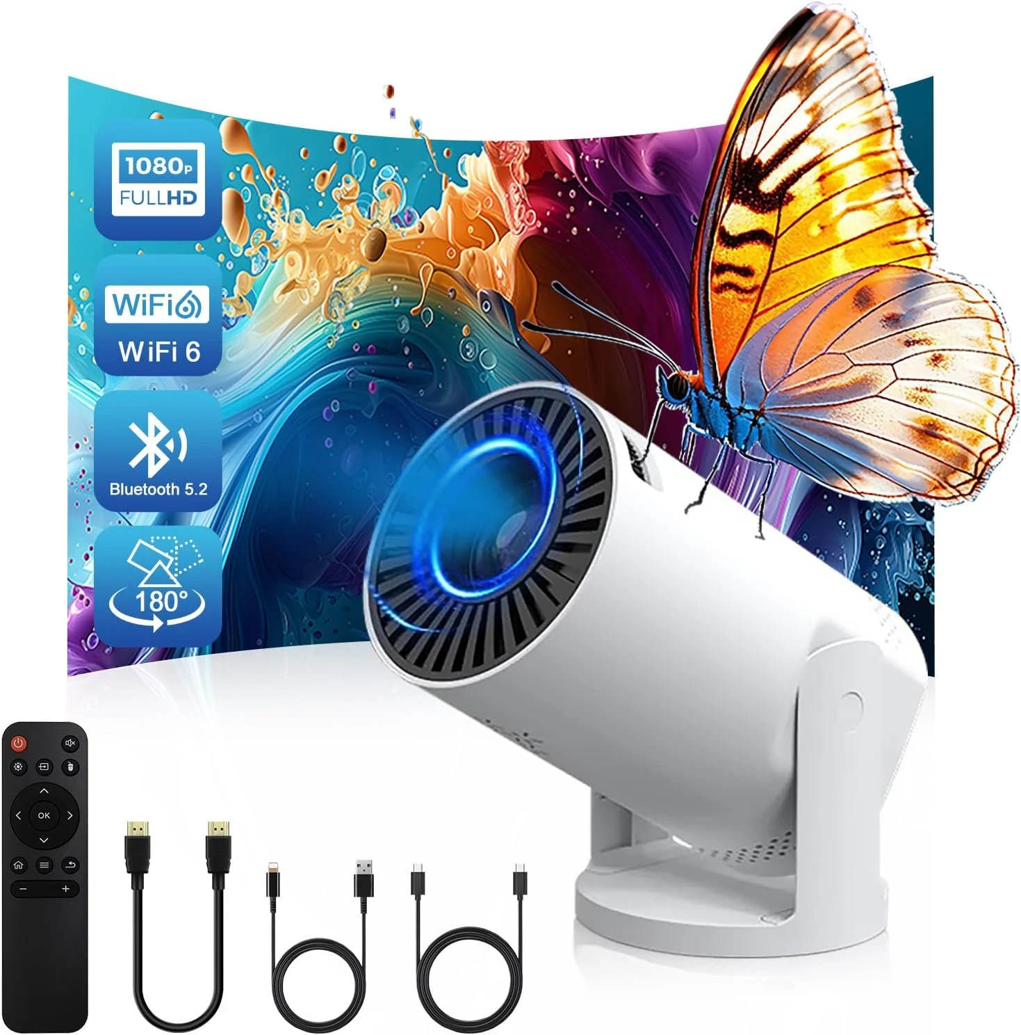Geylnxng Q5 mate Wireless Mini Projector with WIFI 6 and Bluetooth