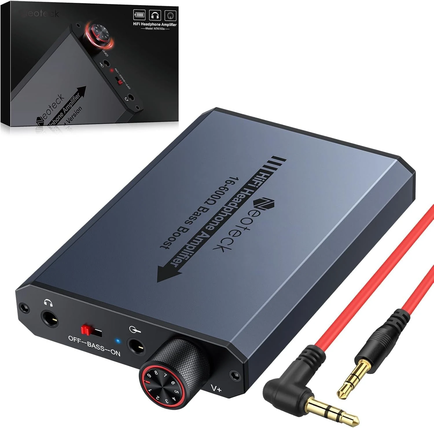 Neoteck 3.5mm Headphone Amp with Bass Boost Portable HiFi Headphone Amplifier (16-600Ω)