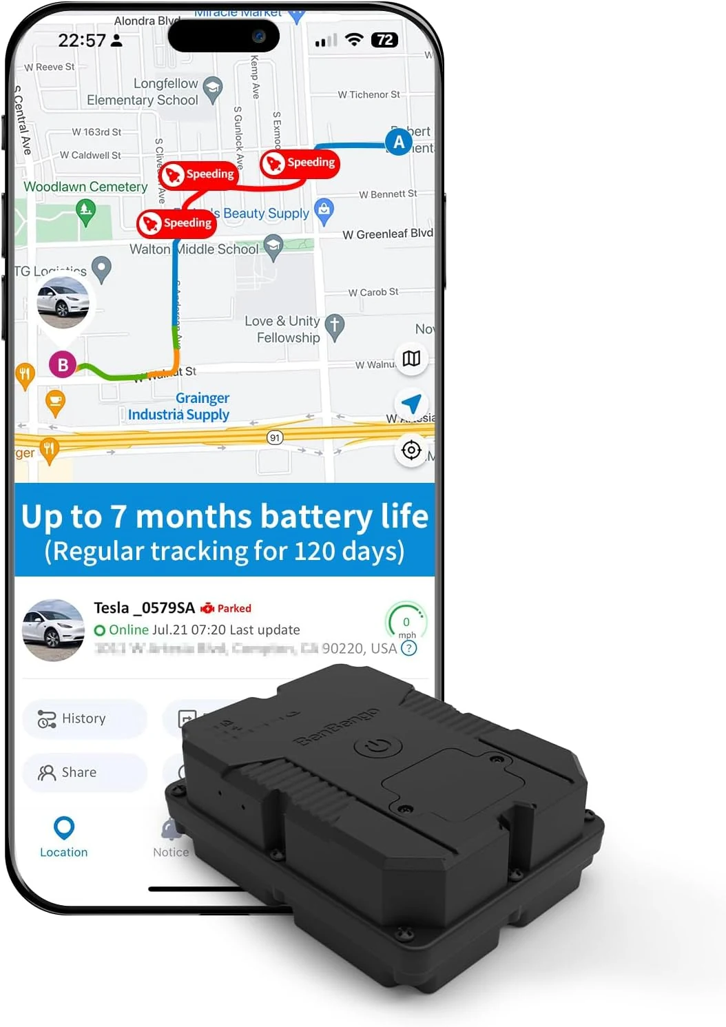 Magnetic GPS Tracker for Vehicles, Hidden Tracker Device for Car