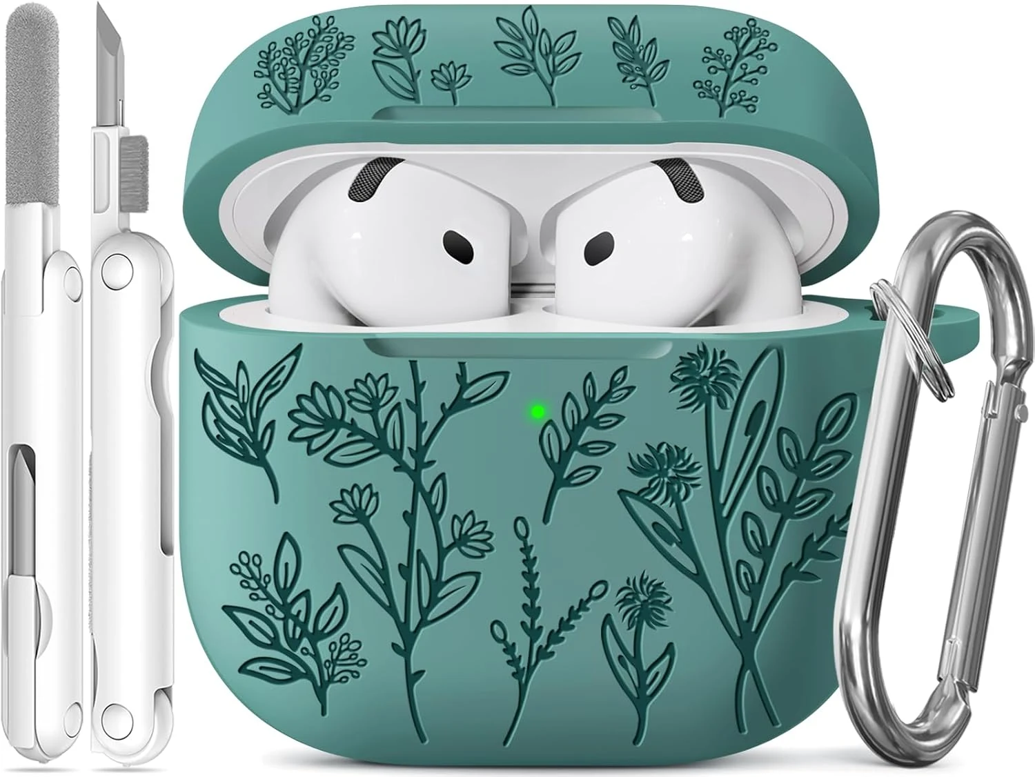 Ekoonpft Flower Engraved Case for AirPods 4th Generation (2024)