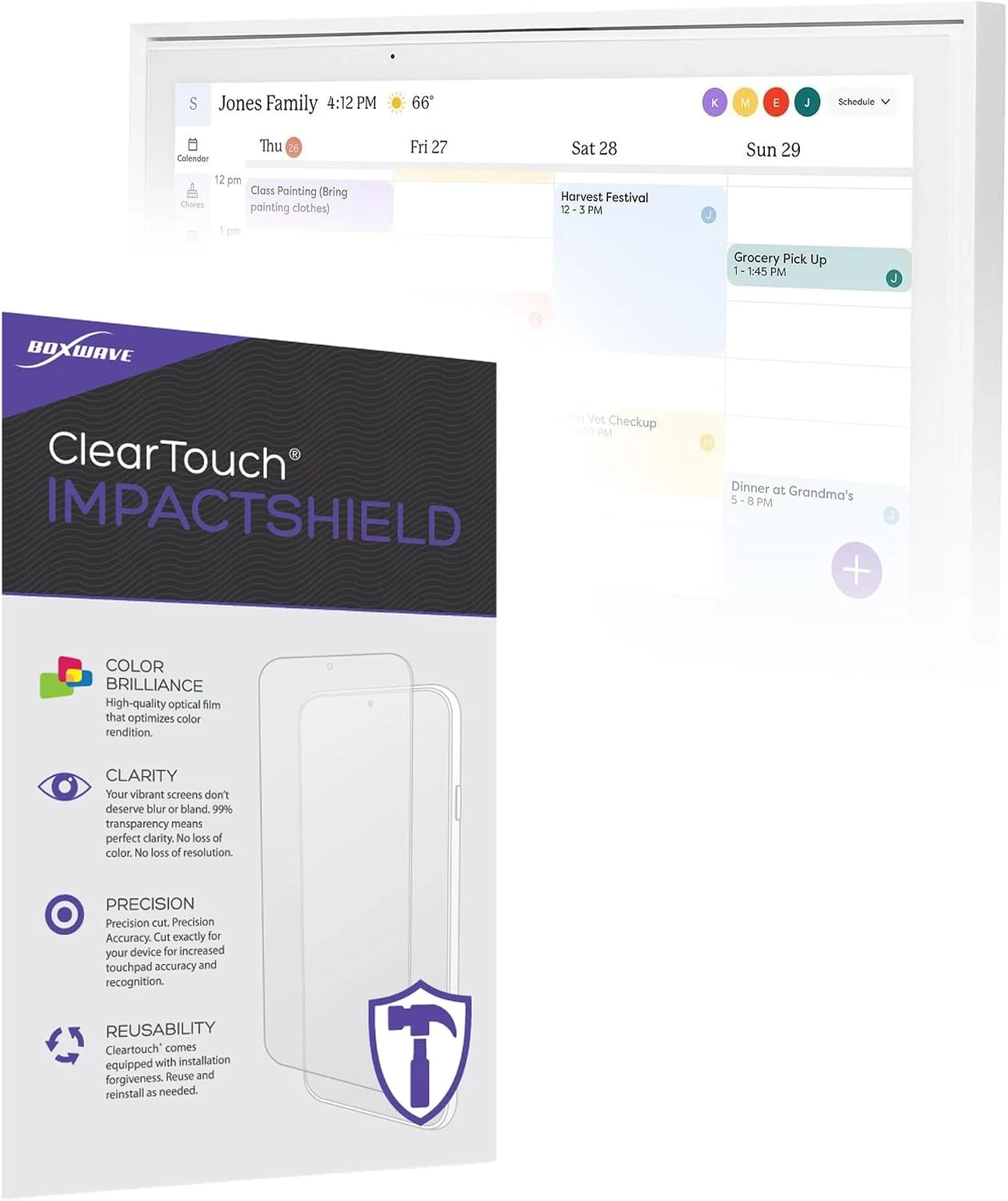 BoxWave Screen Protector Compatible with Skylight Calendar (15 inch) - ClearTouch ImpactShield (2-Pack)