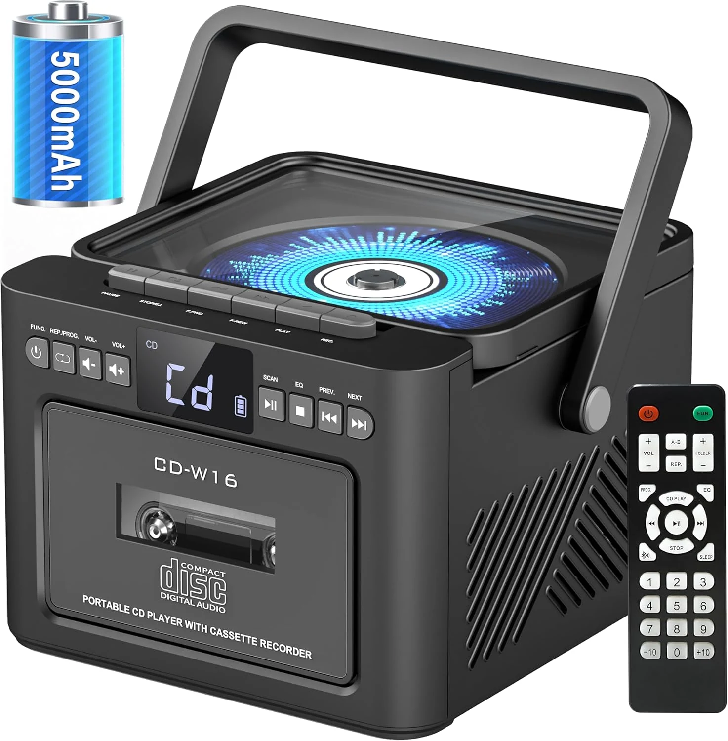 Sunoony Boombox Cassette CD Player Combo with Bluetooth, FM, Remote Control