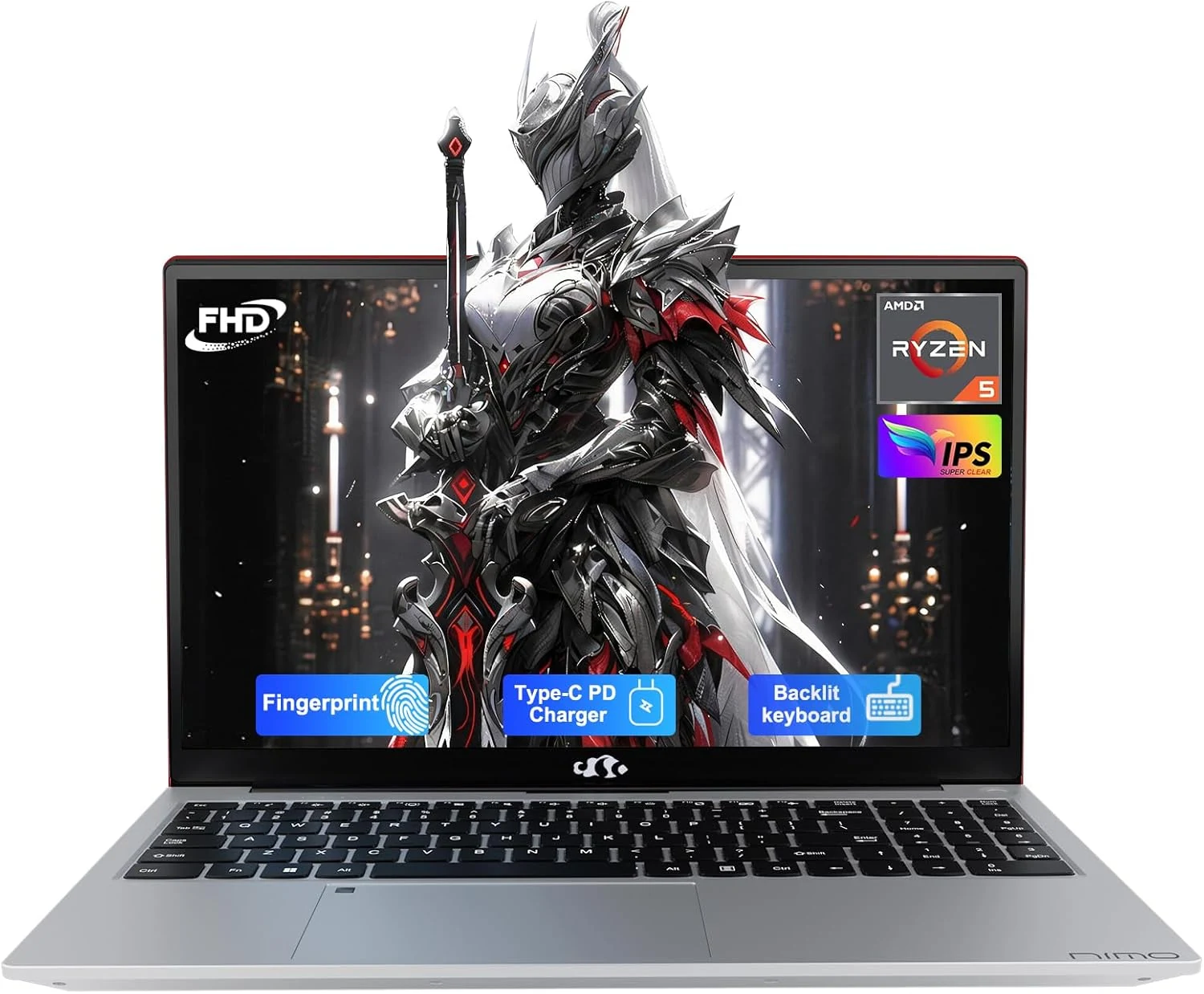 NIMO 15.6" Laptop: Power & Reliability for Student & Office, AMD Ryzen 5 (Up to 3.7GHz), 16GB RAM 256GB SSD, Fast 65W Type-C Charging