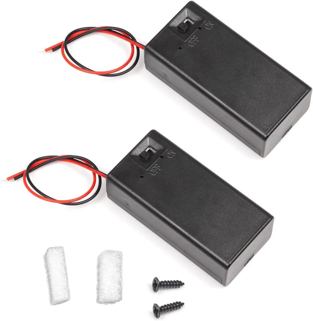 (Pack of 2 9v Battery Holder, 9 Volt Battery Holder with Switch, 9v Battery Case with Switch)