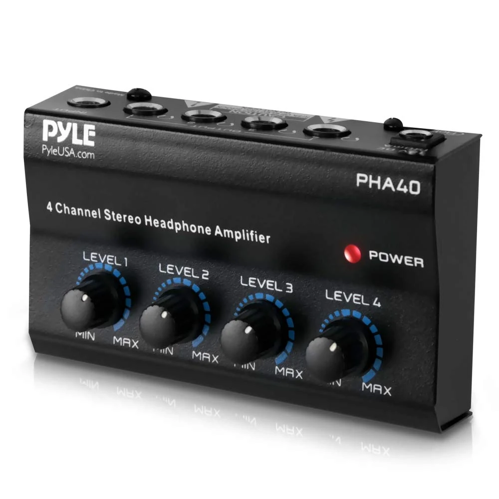 Pyle PHA40 4-Channel Portable Stereo Headphone Amplifier