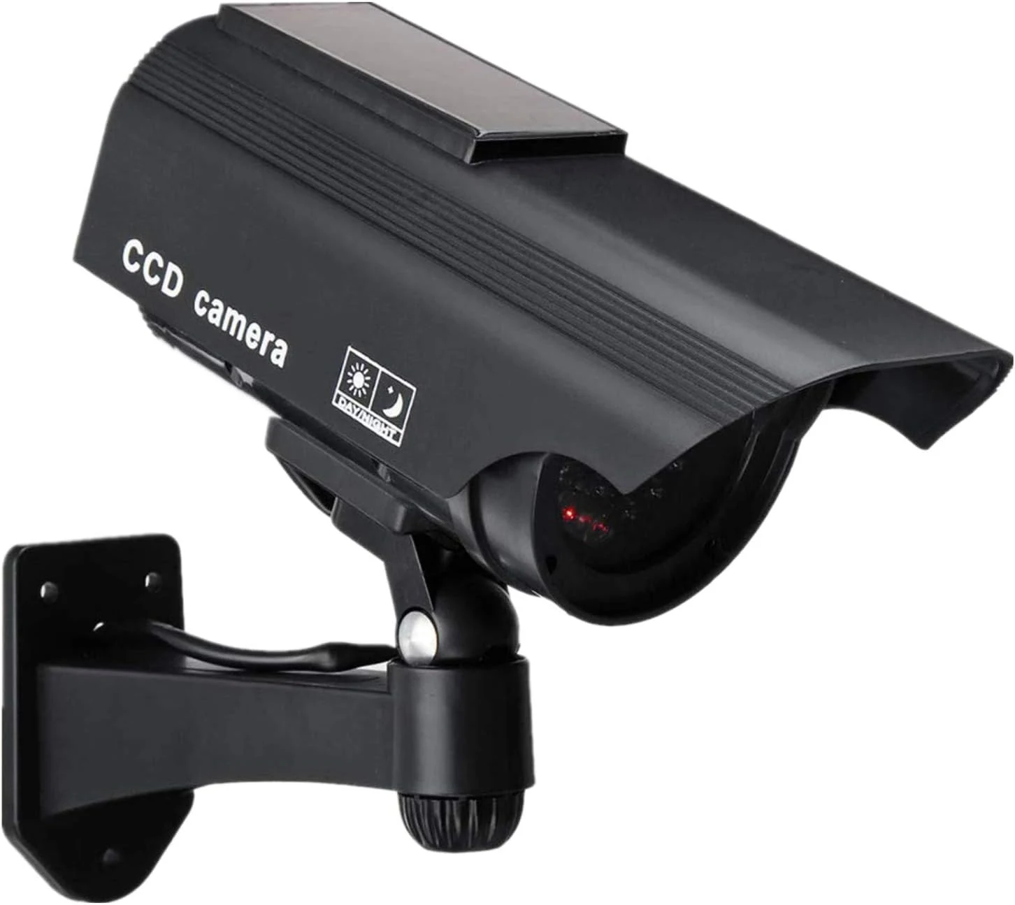 F FINDERS&CO Dummy Solar Security Camera, Bullet Fake Surveillance System with Realistic Red Flashing Lights and Warning Sticker