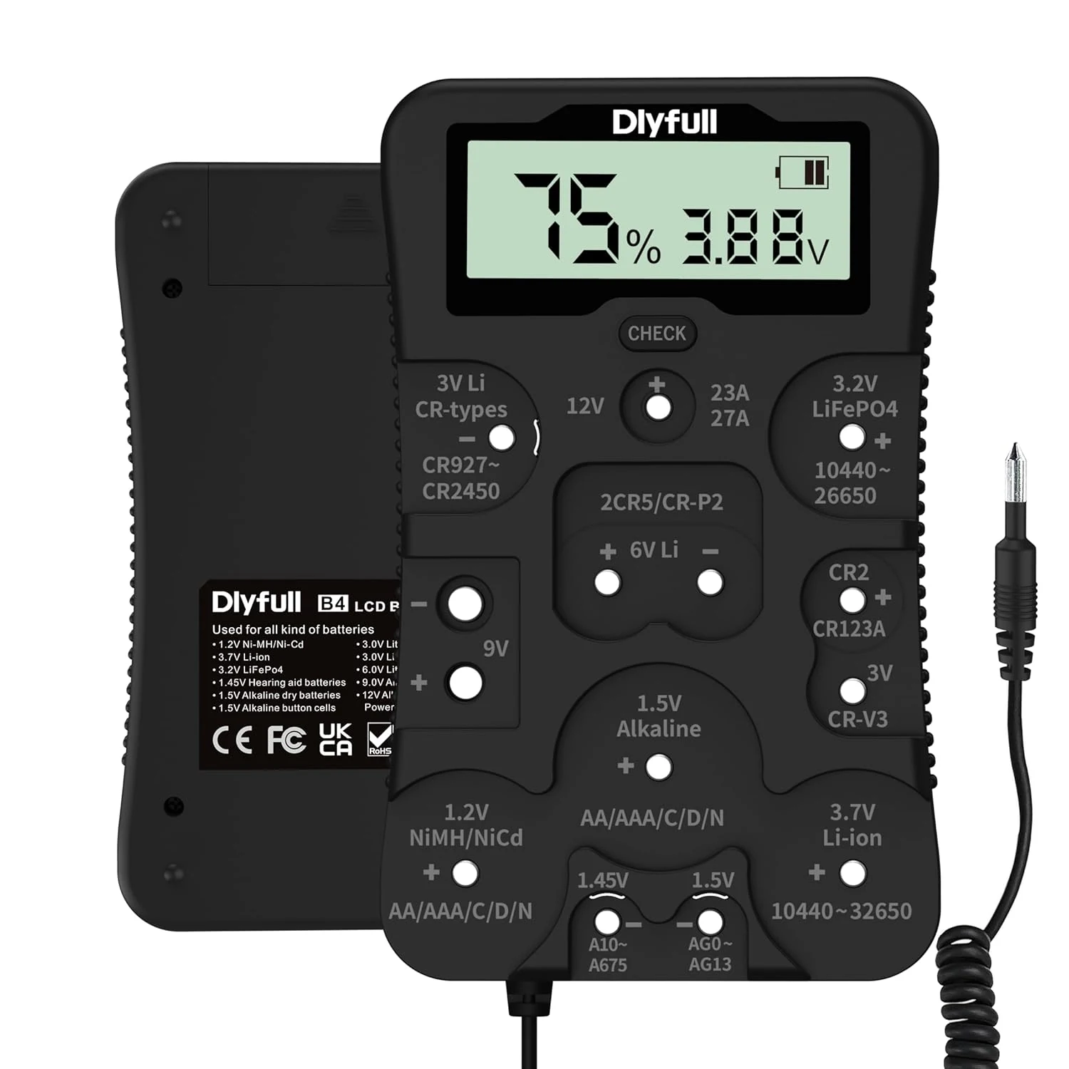 Dlyfull Battery Tester, LCD Display Universal Battery Checker for Ni-MH