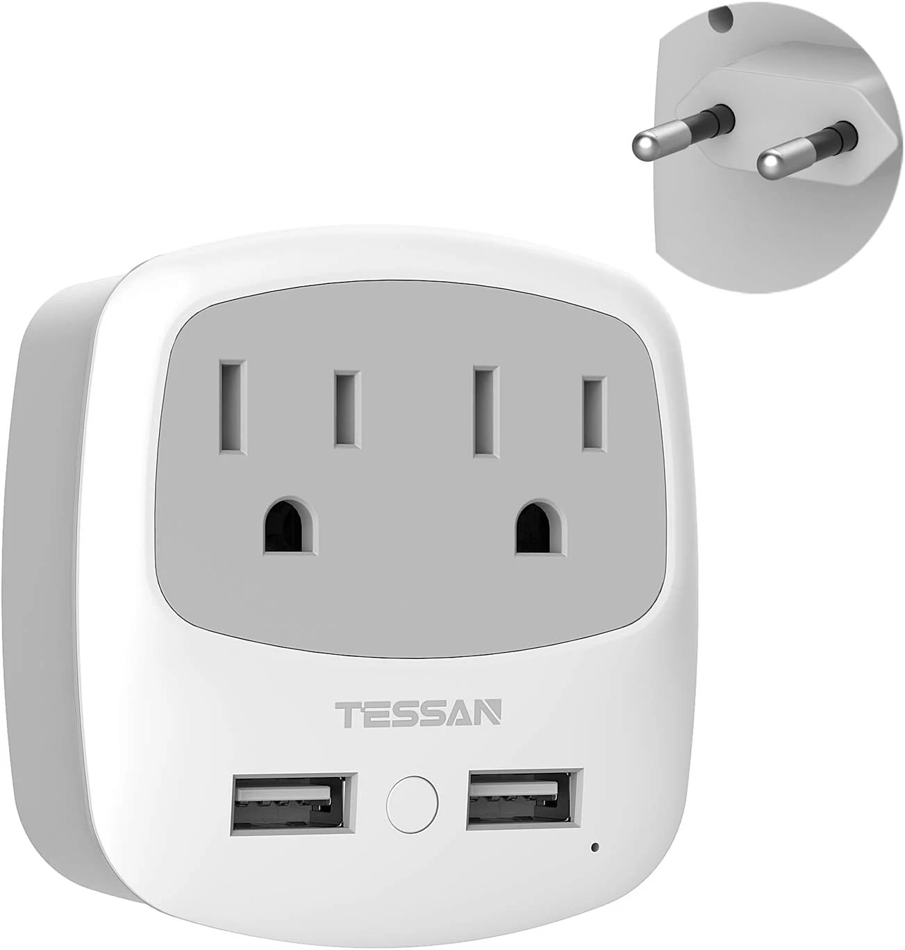 TESSAN European Travel Plug Adapter Converter (Type C) with 2 USB