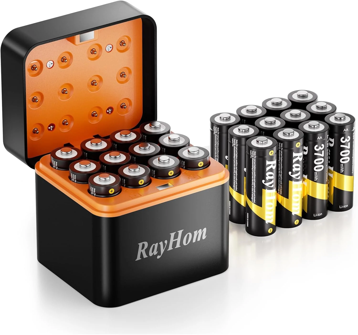 Rechargeable AA Lithium Batteries with Charger-24Pack Double A Batteries for Blink Camera, 1.5V Constant Output 3700mWh High Capacity, Cycle Times Up to 1600, with 12 Slot aa Li-Ion Battery Charger