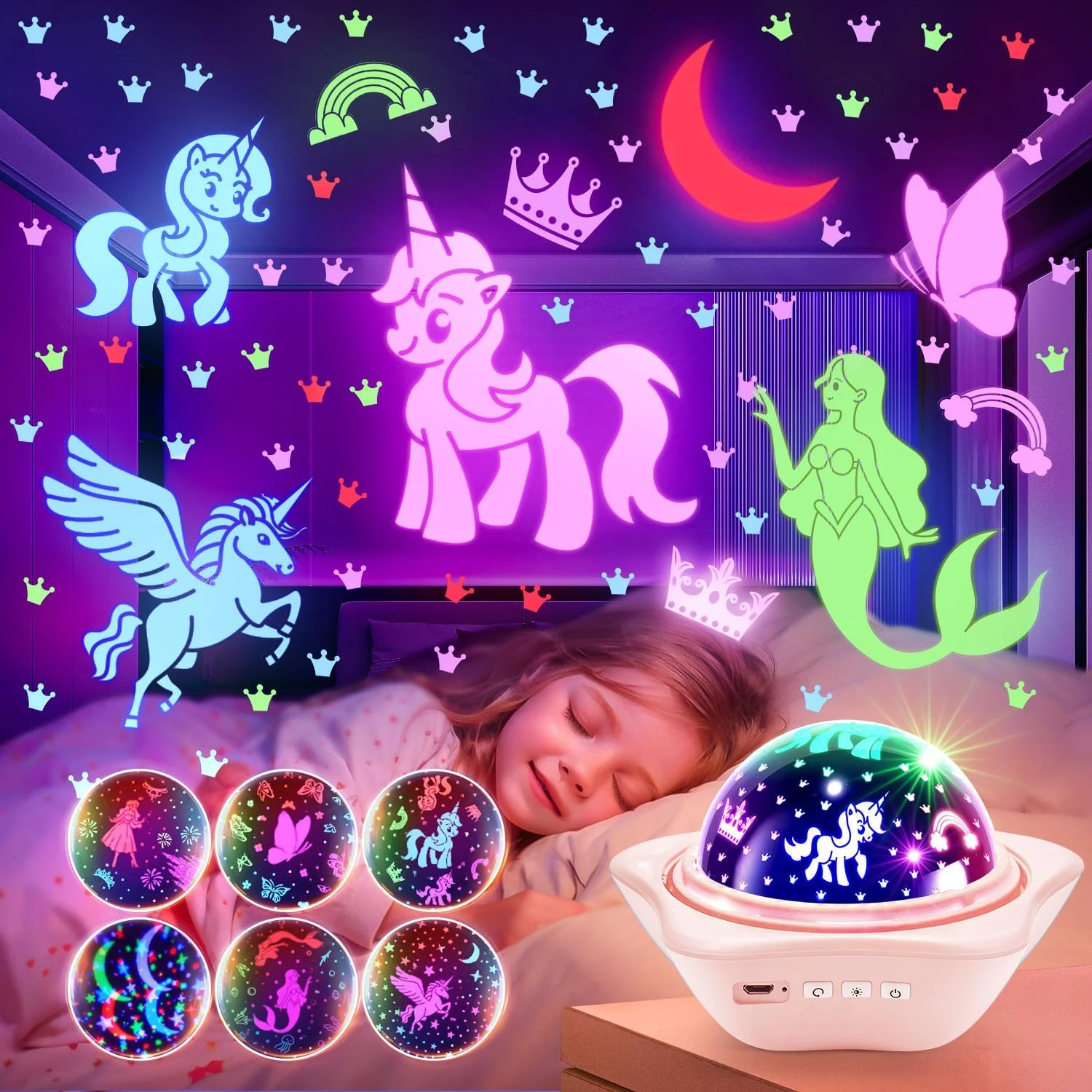 Onefire Girls Toys for Girl Gifts, 6 Films Light Projector
