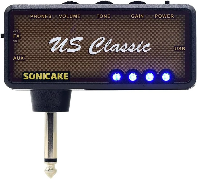 SONICAKE Guitar Headphone Amp Mini Guitar Headphone Amplifier US Classic Rechargeable Plug-in Pocket Overdrive Reverb Effects