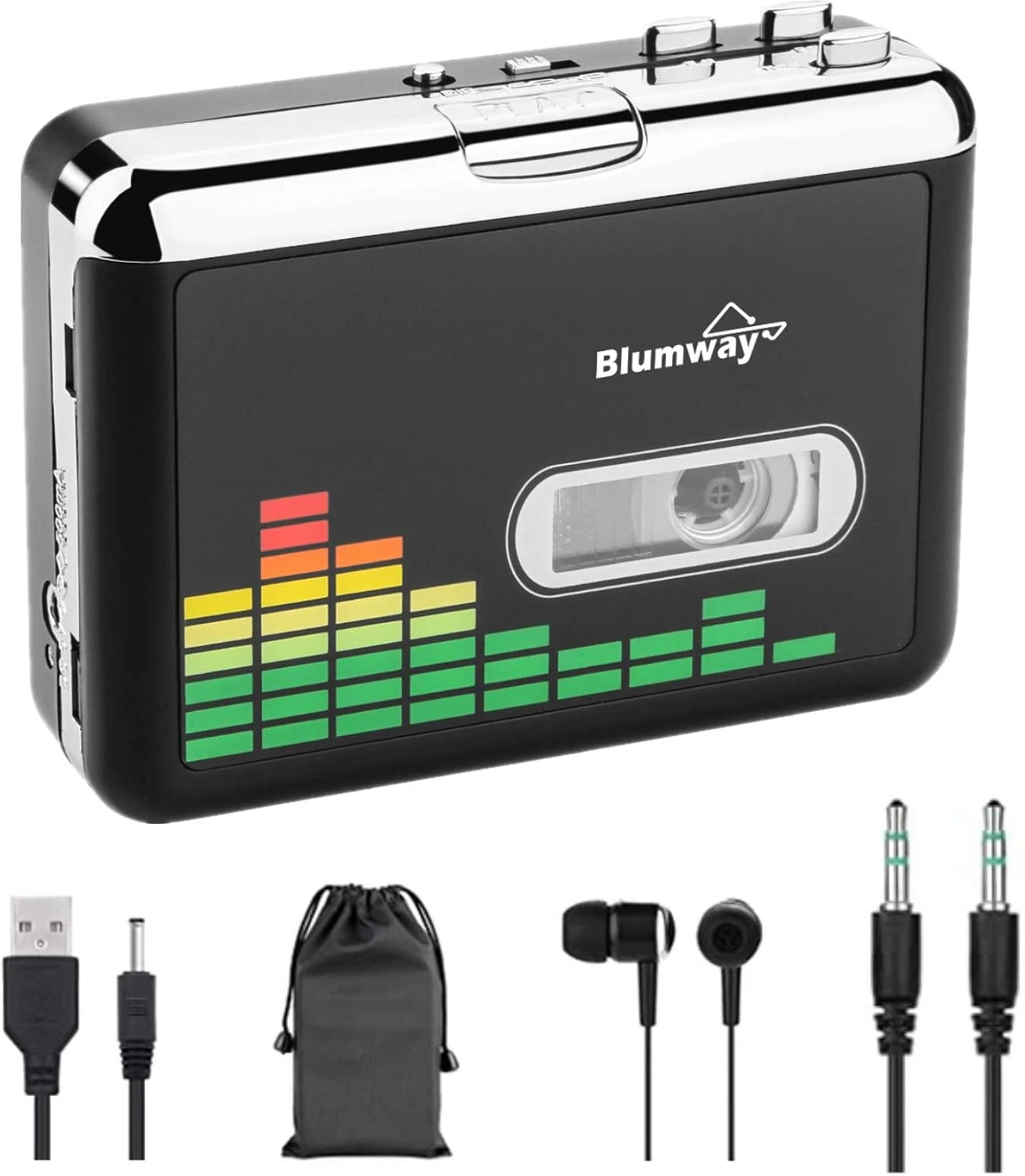 BlumWay USB Cassette to MP3 Converter, Portable Tape Cassette Player to MP3 Format