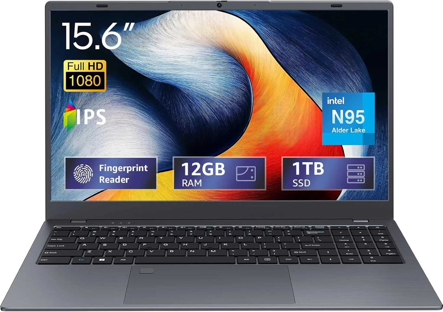 UOWAMOU 15.6 IPS-FHD-Laptop, 12GB LPDDR5 RAM 1TB NVMe SSD Laptop Quad Core N95 (up to 3.4GHz)
