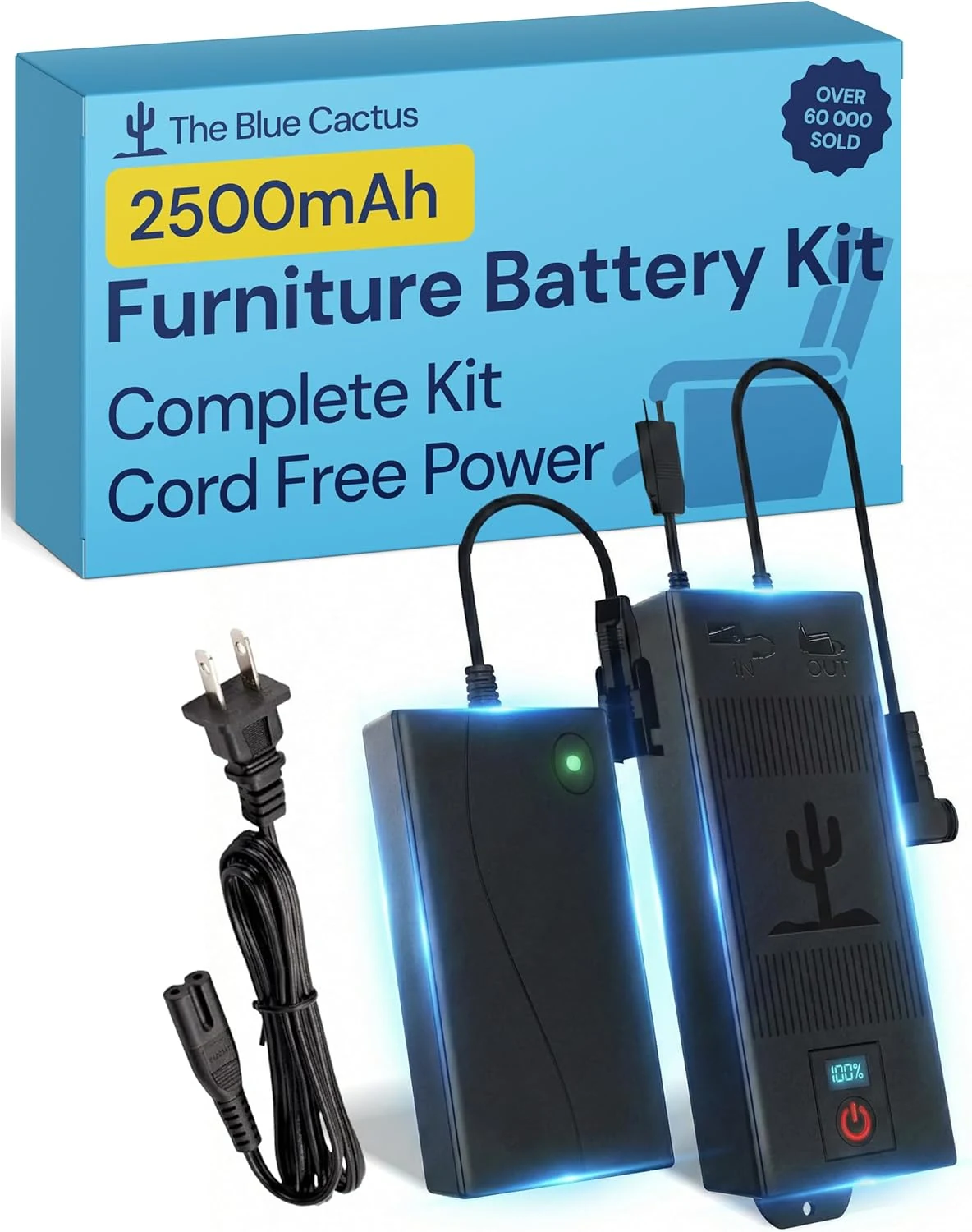 Blue Cactus Battery Pack for Reclining Furniture 2500mAh