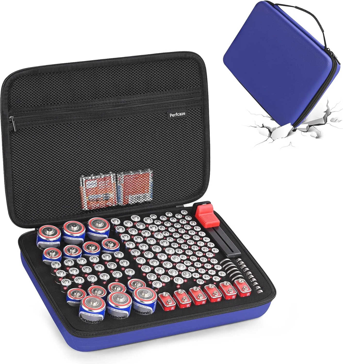 Battery Organizer Storage Case for AA AAA C D 9V (with Battery Tester)