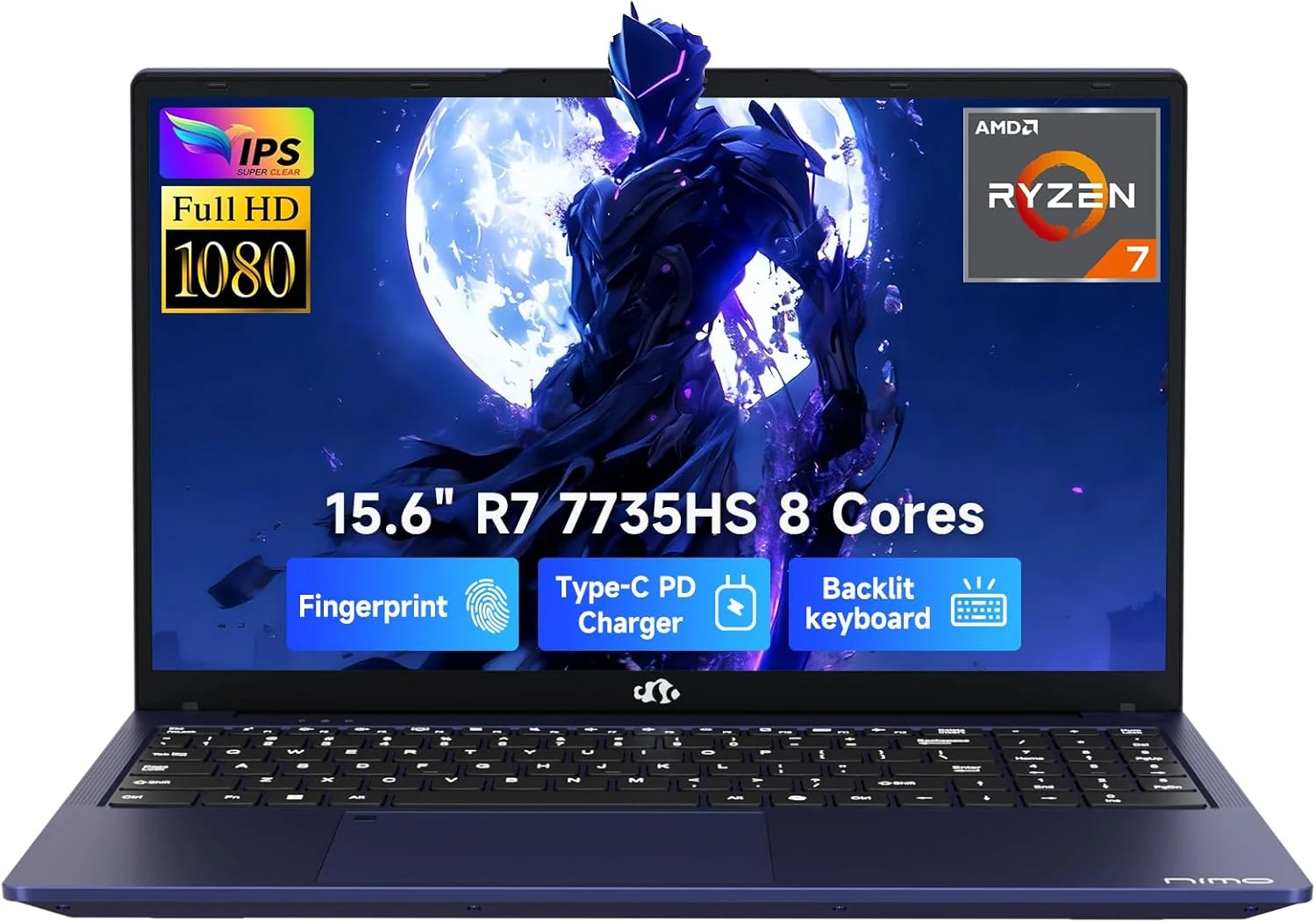 NIMO 2026 Laptop, 8 Cores AMD R7 7735HS 16GB DDR5 RAM 1TB SSD (Radeon 680M)