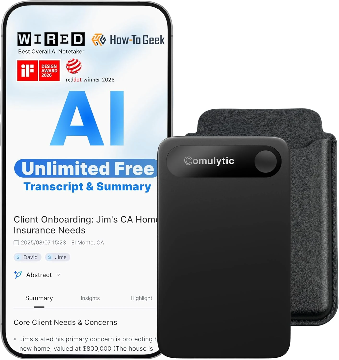 Comulytic Note Pro AI Voice Recorder, Unlimited Transcribe & Summarize, app control