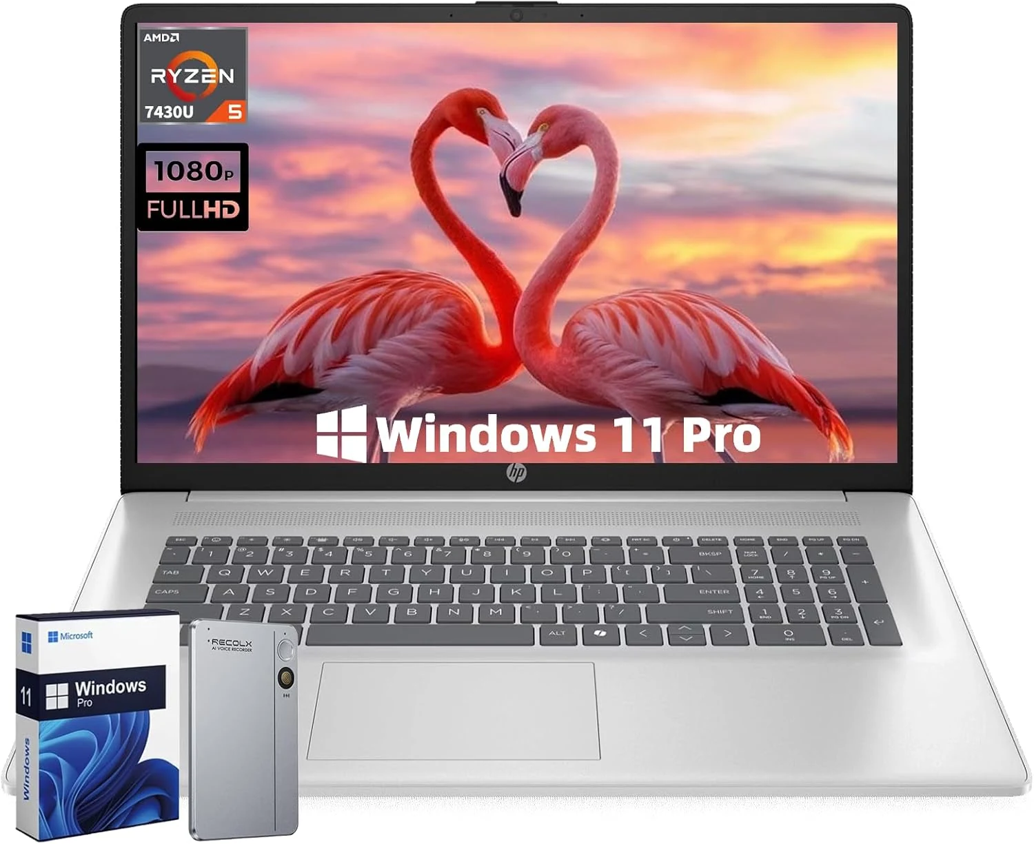 HP 17.3" Business Laptop, AMD Ryzen 5 7430U, FHD IPS Anti-Glare Display, 64GB RAM, 2TB SSD