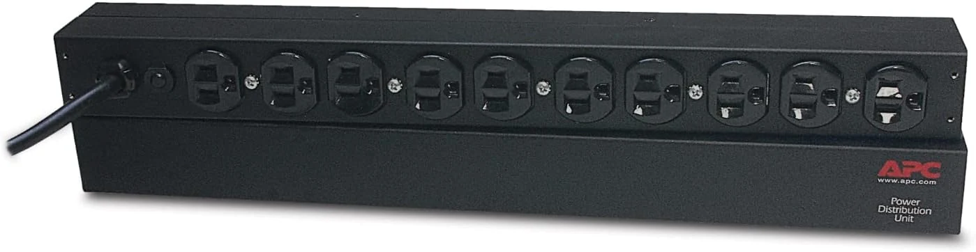 APC Rack Mount PDU, Basic 100V-120V/15A, (10) Outlets, 1U Horizontal Rackmount (AP9562)