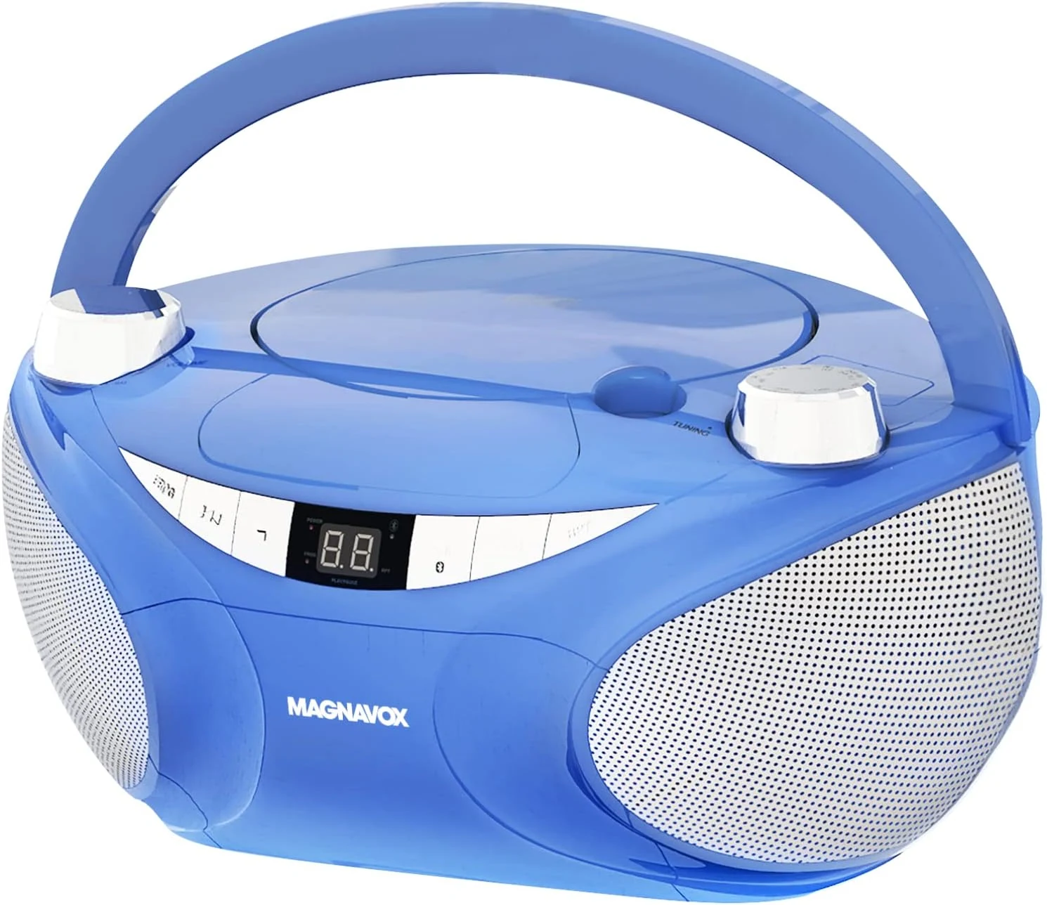 Magnavox MD6949 Portable Top Loading CD Boombox with AM/FM Stereo Radio and Bluetooth Wireless (Black/Blue)