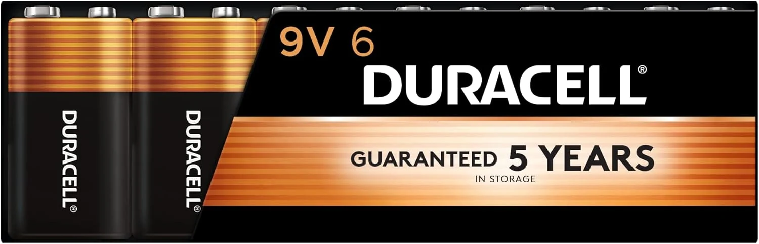 Duracell Coppertop 9V Battery, 6 Count (Pack of 1), Long-lasting All-Purpose Alkaline 9V Batteries for Household and Office Devices