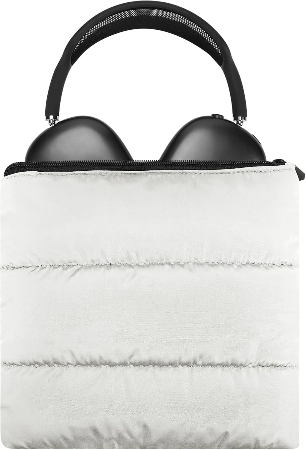 Geekria NOVA Headphones Puffy Pouch, Compatible with Apple AirPods Max 2, AirPods Max Case, Headset Carrying Bag, Soft Travel Pouch Case for Over-Ear Headphones (White)