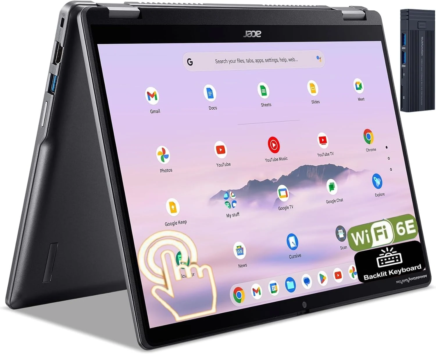 Acer Chromebook Plus Spin 514 2-in-1 14" WUXGA Touchscreen IPS (Core i5, 8GB/512GB, Wi‑Fi 6E)