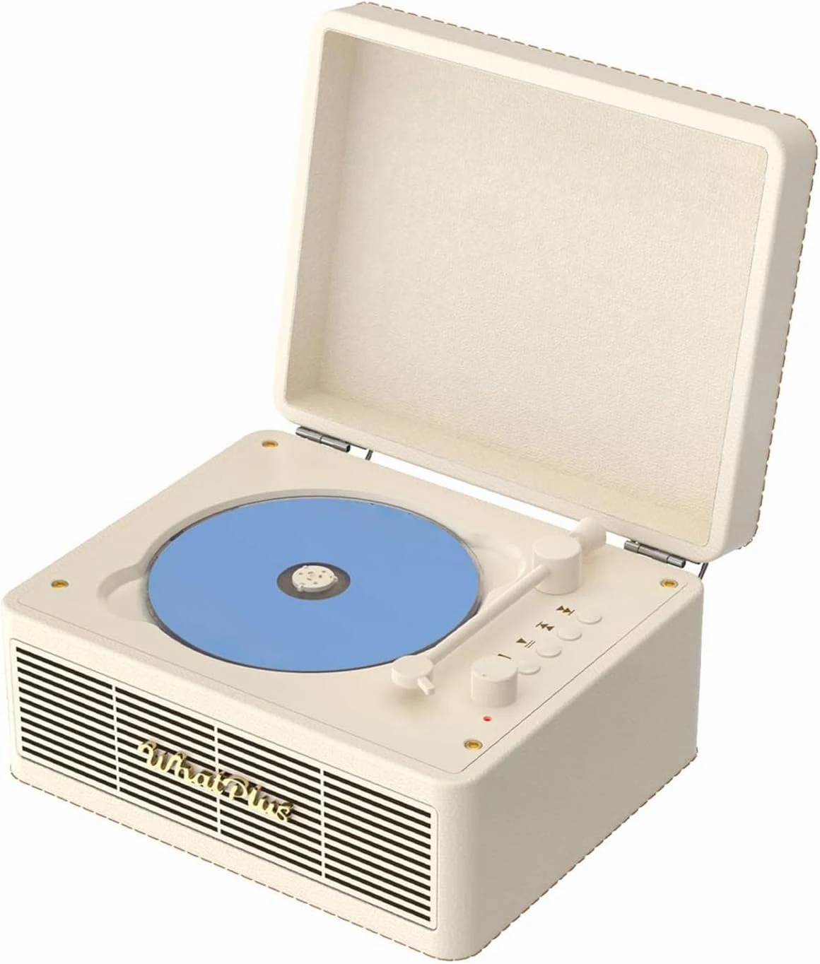 whatplus Portable CD Player with Bluetooth 5.2, Rechargeable Battery & Built-in Speakers (Vintage White)