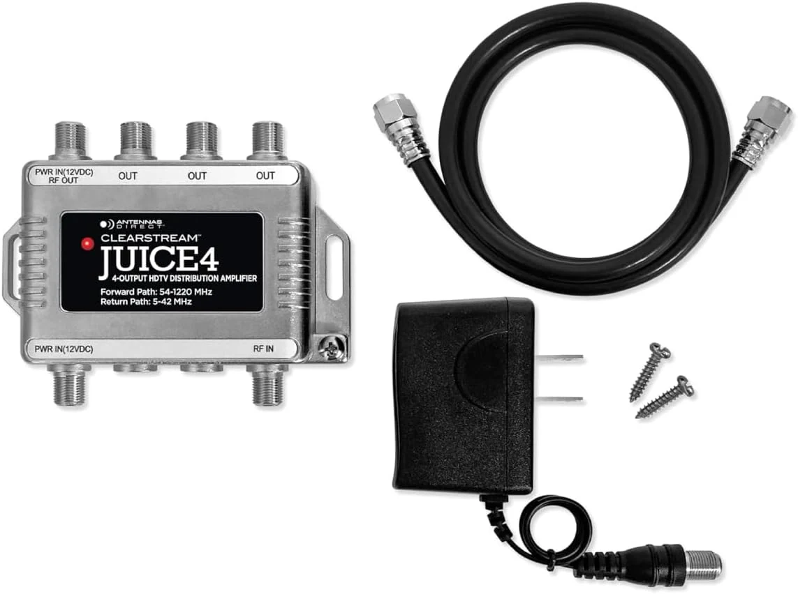 Antennas Direct ClearStream JUICE4 Distribution Amplifier, Output to 4 Televisions