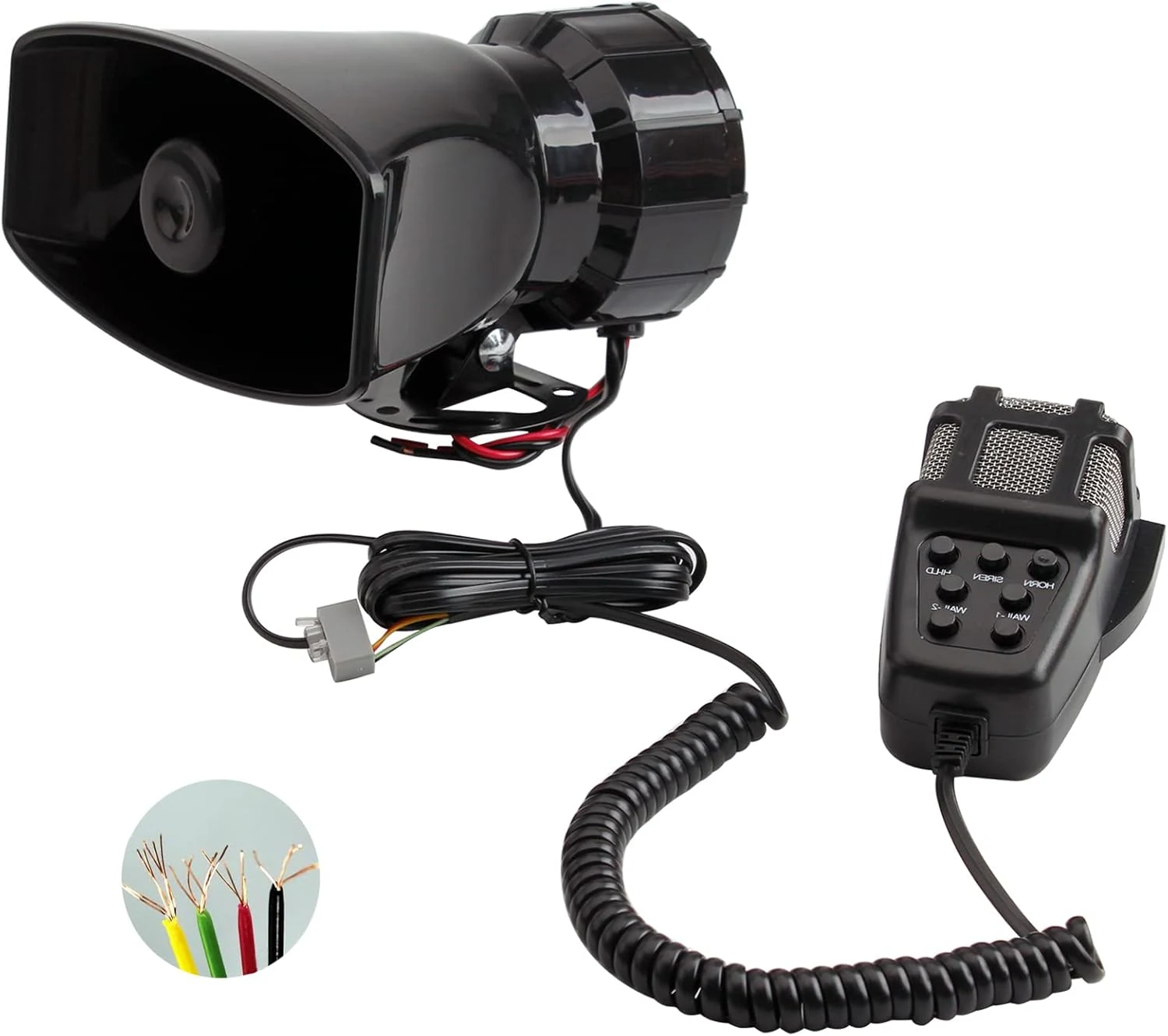 Alarm Horn Siren PA Speaker Mic System, BANHAO 100w 12v 7 Sound Loud Car Alarm Police Car Siren Speaker System Emergency Amplifier Kit for 12V Truck Lorry Boat Vehicle