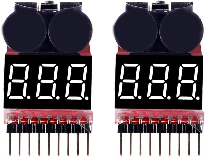 Lipo Battery Voltage Checker and Alarm, 2 Pack - LED Detector for 1S-8S Lithium Batteries 1655