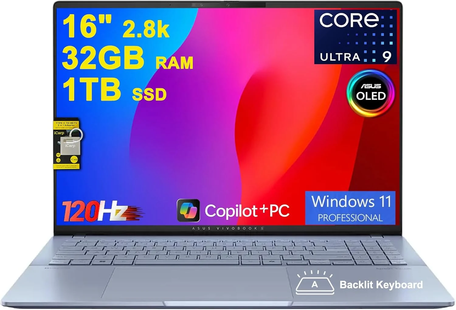 ASUS Vivobook S16 AI PC Laptop 16" 2.8k OLED 120Hz