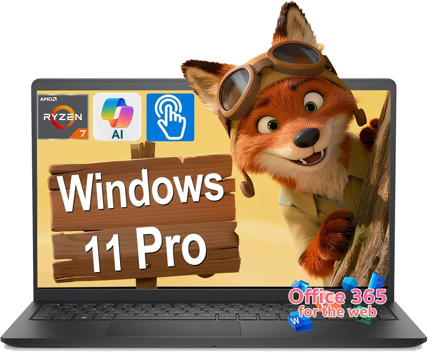 Dell 15 Touchscreen Laptop dc15255 for Business & Student, AMD 16GB RAM 512GB SSD (15.6" FHD, Win 11 Pro)