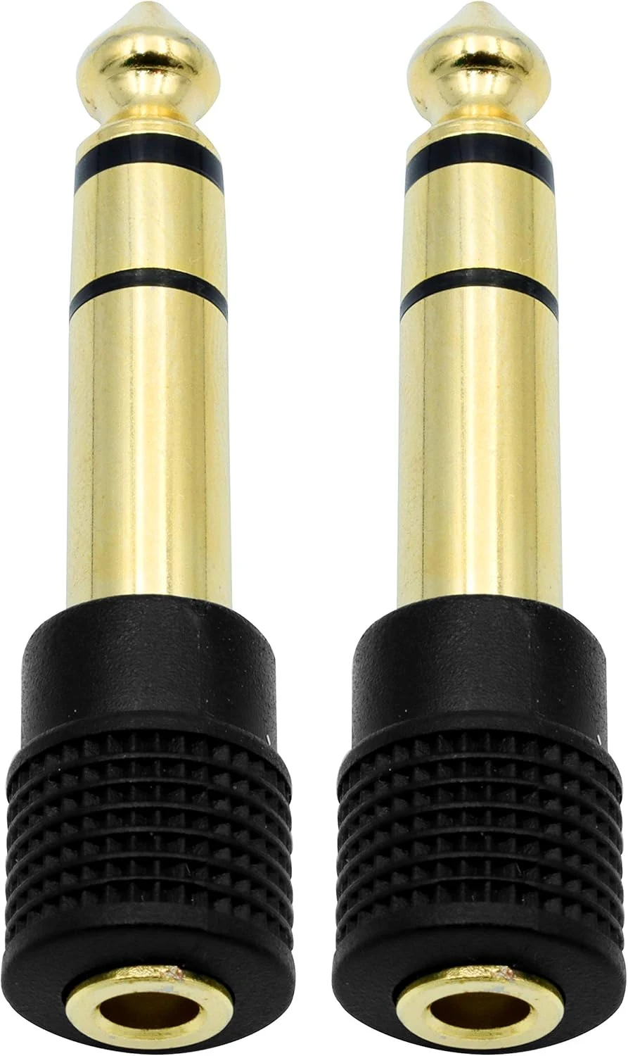Chadou Audio Adapter 6.35mm (1/4 inch) Male to 3.5mm (1/8 inch) Female Stereo Headphone Connector Gold Plated, 2 Pack