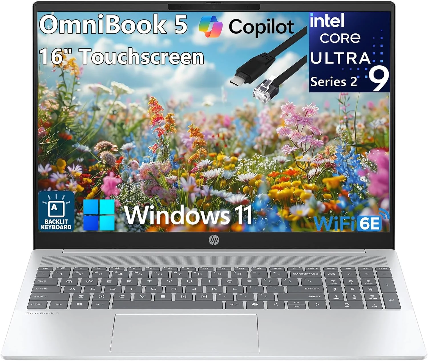 HP OmniBook 5 AI PC Touchscreen Laptop, Intel Ultra 9 285H (32GB RAM, 1TB SSD)