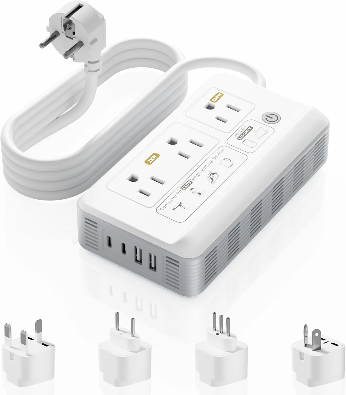 Mapambo 2000W Voltage Converter US to Europe, 7 in 1 Converter for European Travel